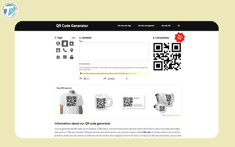 Tạo mã vạch trực tuyến với QR Code Generator